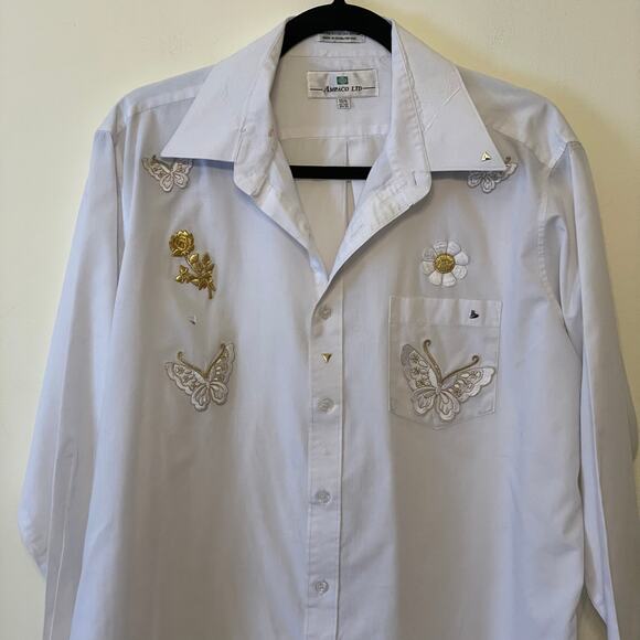 Ampaco Ltd. 16.5/ 34/35 white long sleeve button up blouse corpcore boho classic - Picture 2 of 7